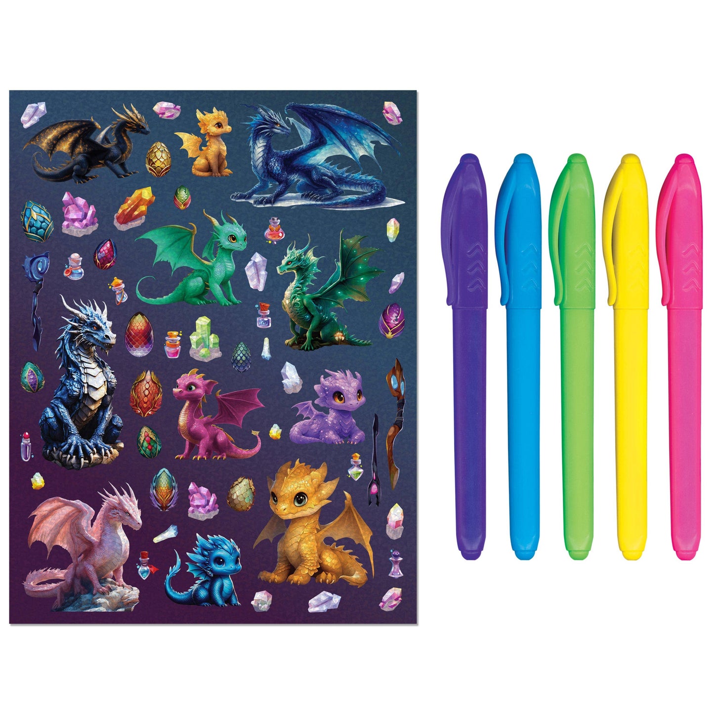 Kaleidoscope Colouring Kit – Dragon Dreams with Markers & Stickers