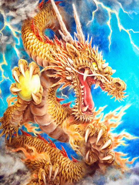 Golden Serenity Chinese Dragon Diamond Art