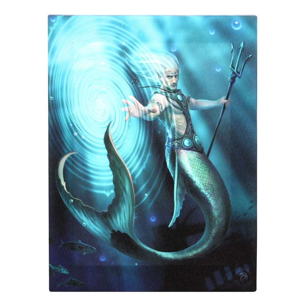 19X25CM Water Element Wizard Canvas Plaque By Anne Stokes