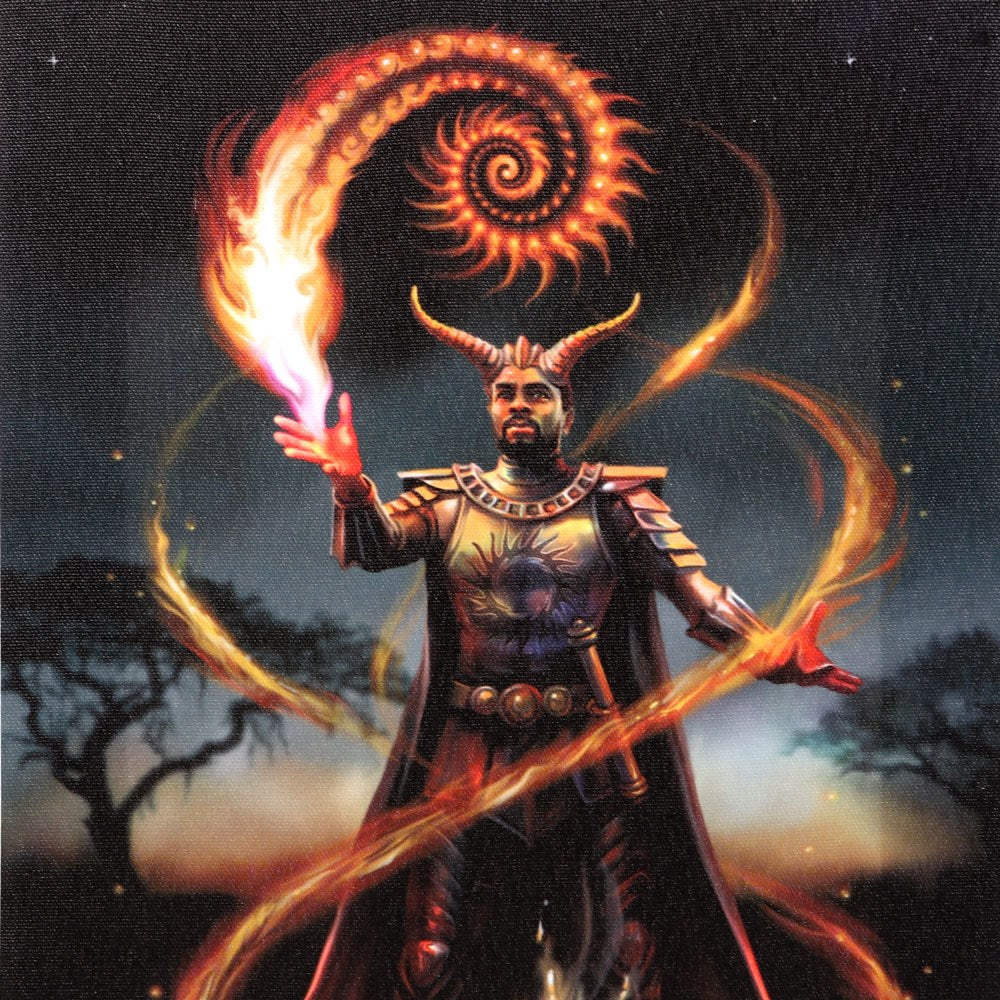 19X25CM Fire Element Wizard Canvas Plaque By Anne Stokes
