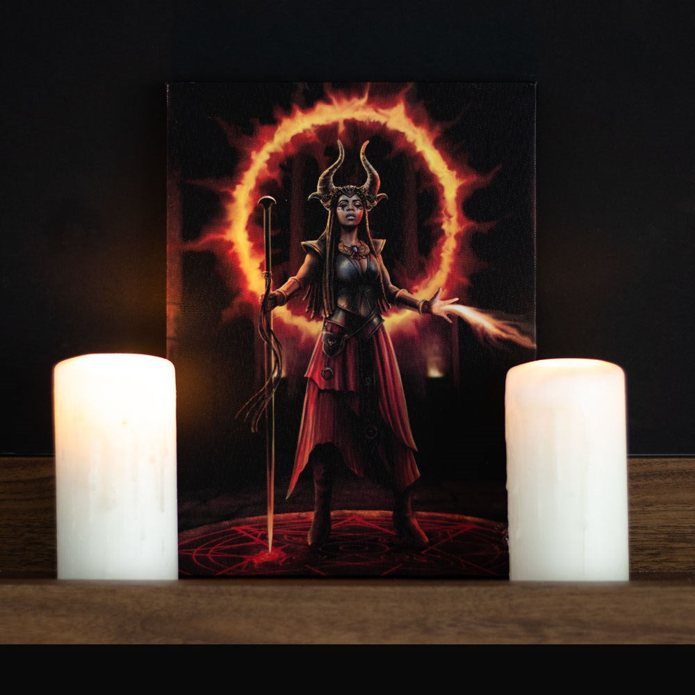 19X25CM Fire Element Sorceress Canvas Plaque By Anne Stokes