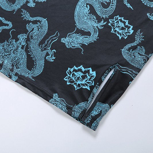 Chinese Dragon and Lotus Flower Party Dress