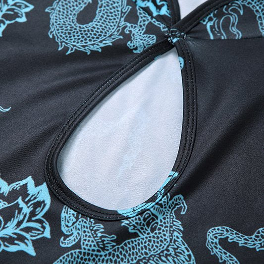 Chinese Dragon and Lotus Flower Party Dress