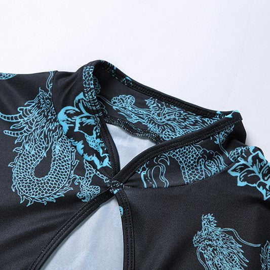 Chinese Dragon and Lotus Flower Party Dress