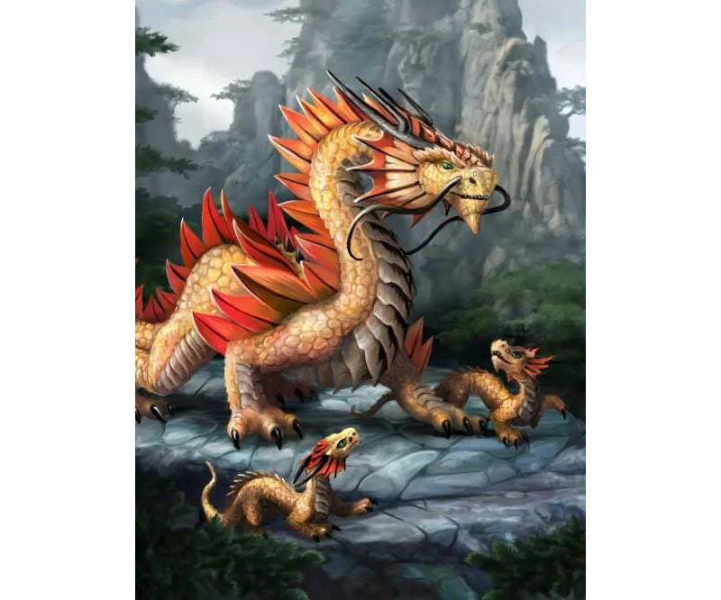 Anne Stokes Golden Mountain Dragon 40cm x 30cm 3D Lenticular Print