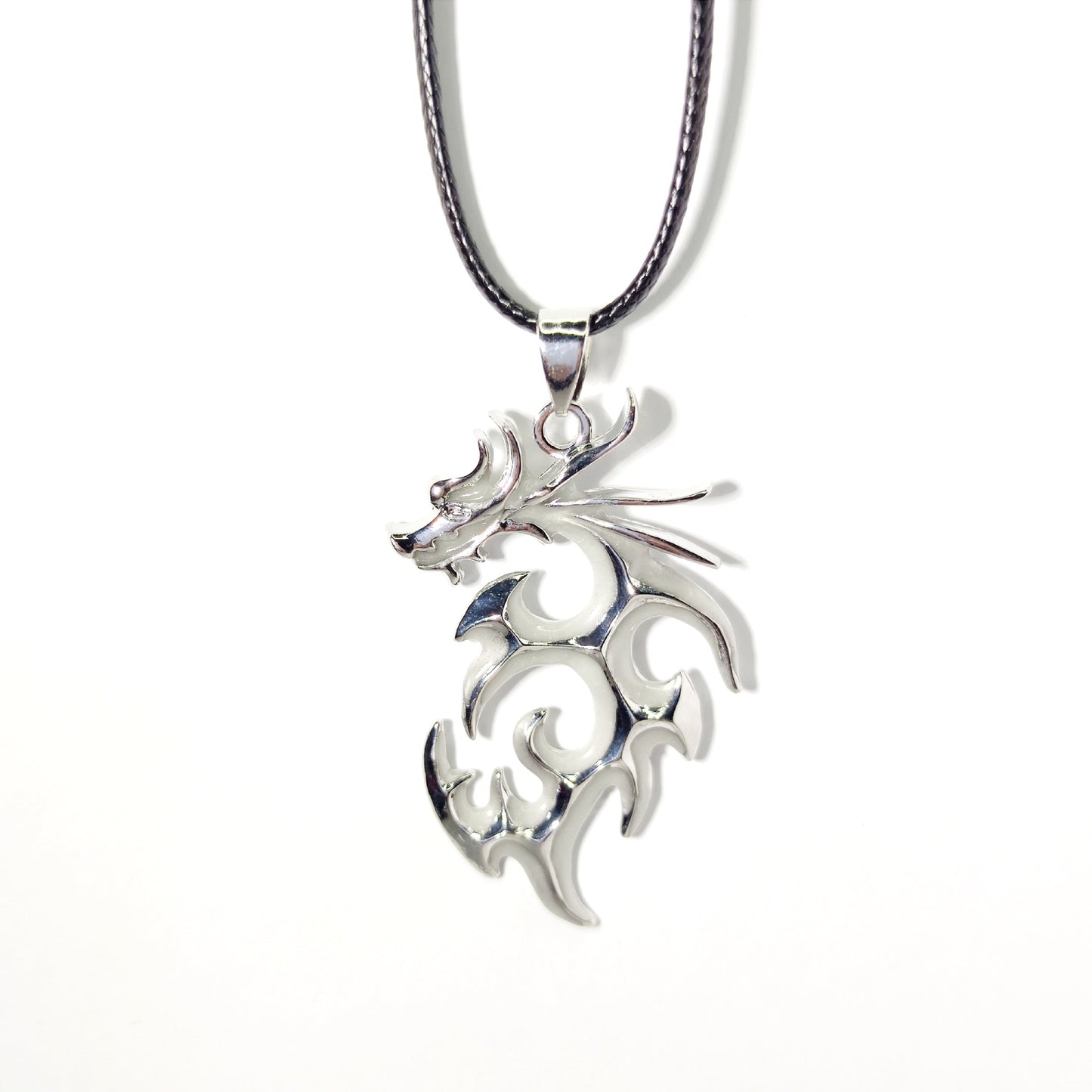 Tribal Flame Glow in the Dark Dragon Pendant and Chain