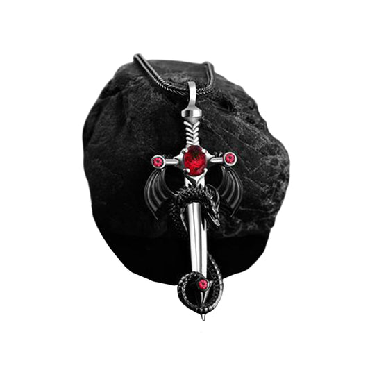 Antique Tin Alloy Viking Goth Wyvern Pendant Trendy Dragon Necklace Silver Dragon