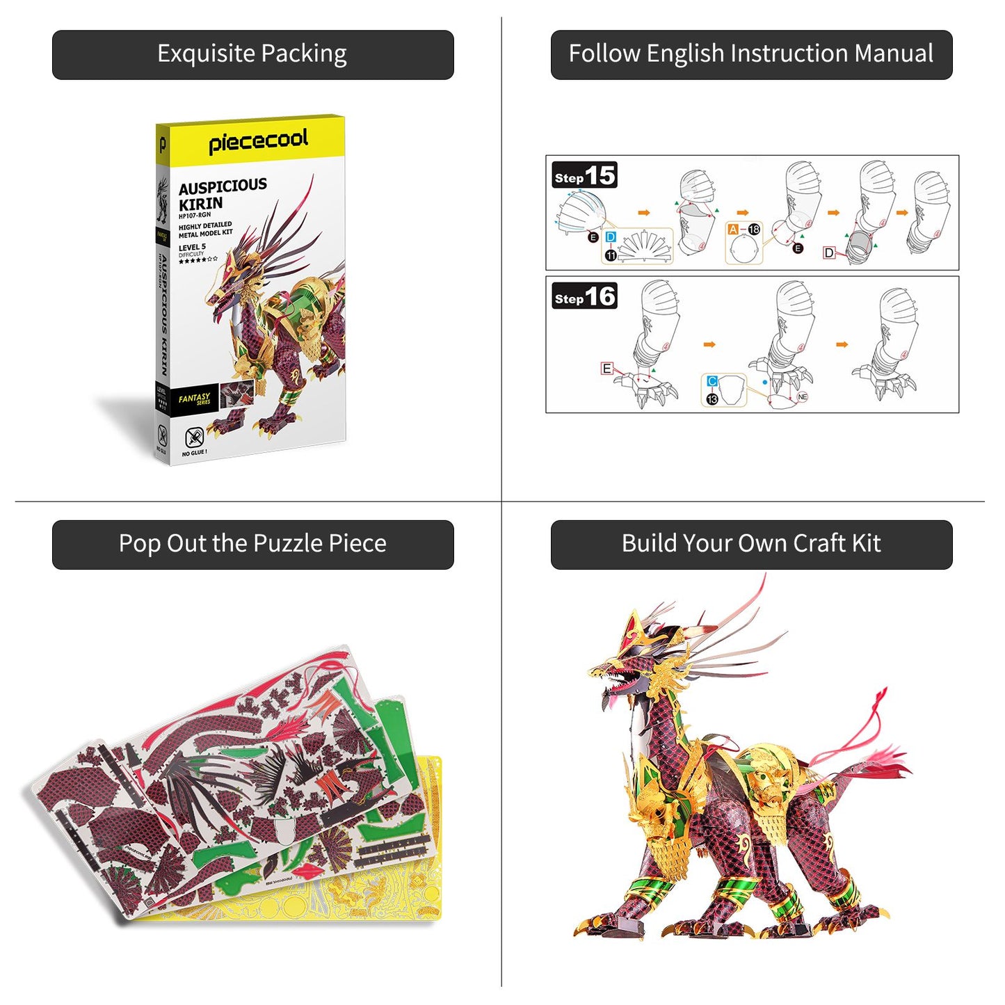 Auspicious Kirin Dragon 3D Metal Jigsaw Puzzle