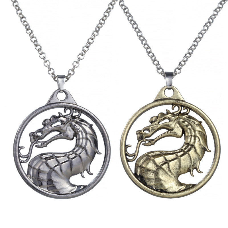 Mortal Kombat Empire Fighting Game Logo Dragon Head Necklace
