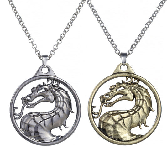 Mortal Kombat Empire Fighting Game Logo Dragon Head Necklace