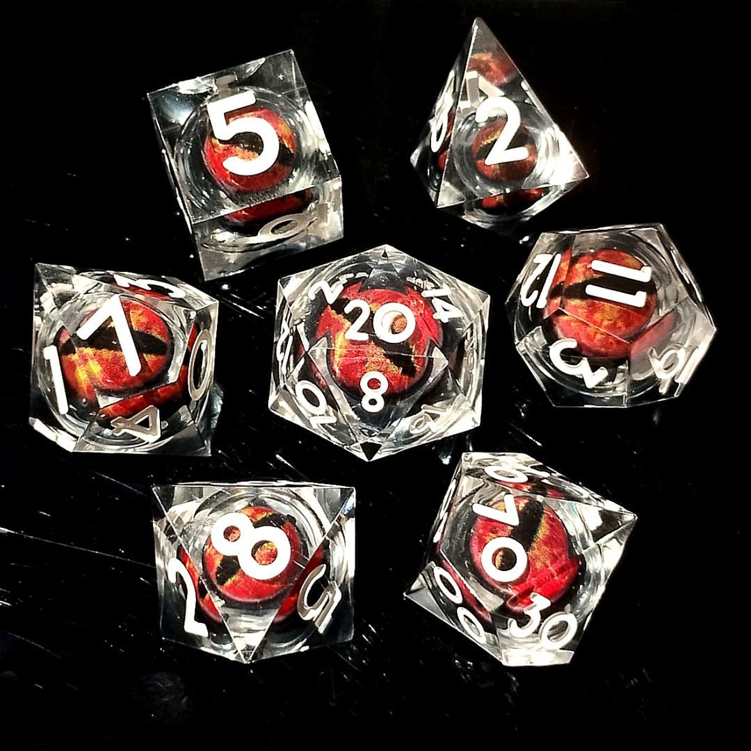 Dragon’s Eye Acrylic Dice Set – Fiery Red