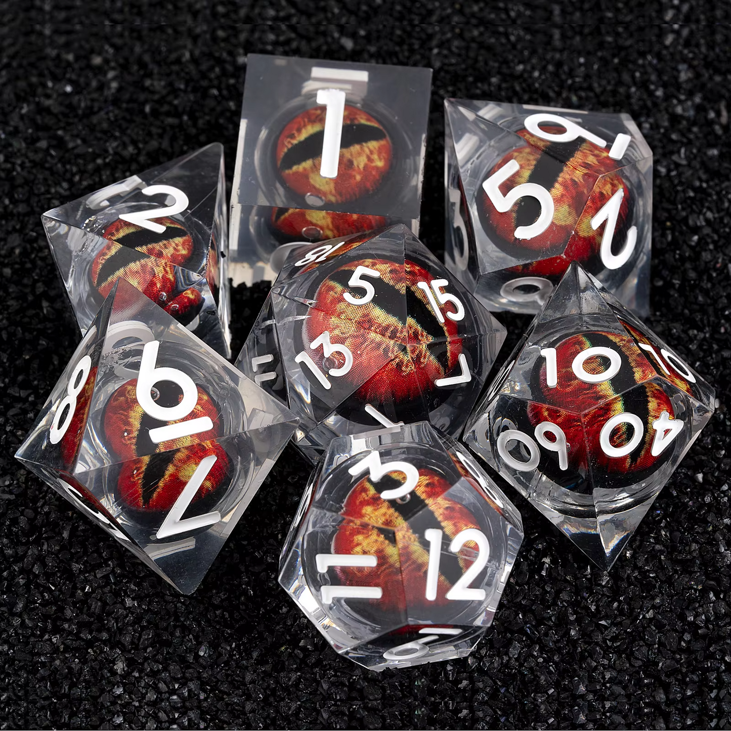 Dragon’s Eye Acrylic Dice Set – Fiery Red