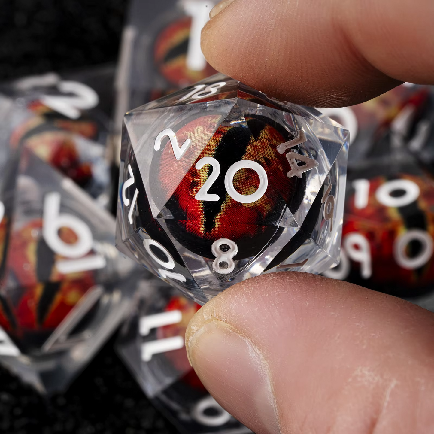 Dragon’s Eye Acrylic Dice Set – Fiery Red