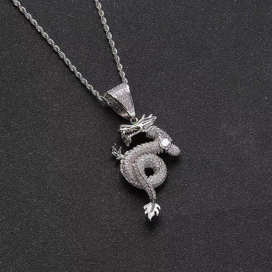 Jewelled Dragon Serpent pendant with Chain