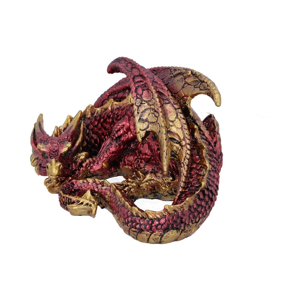Aaden Red and Golden Resting Dragon Figurine