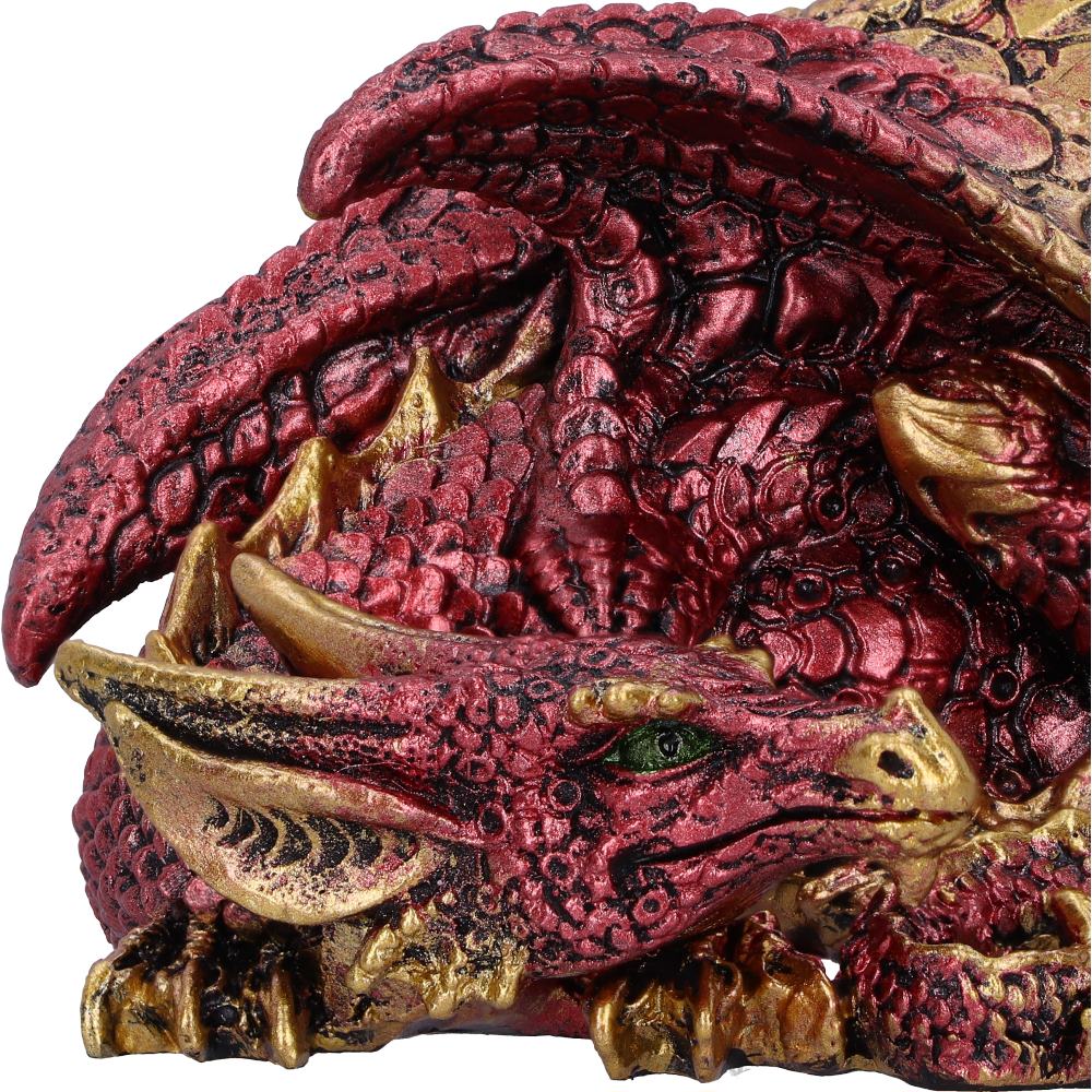 Aaden Red and Golden Resting Dragon Figurine