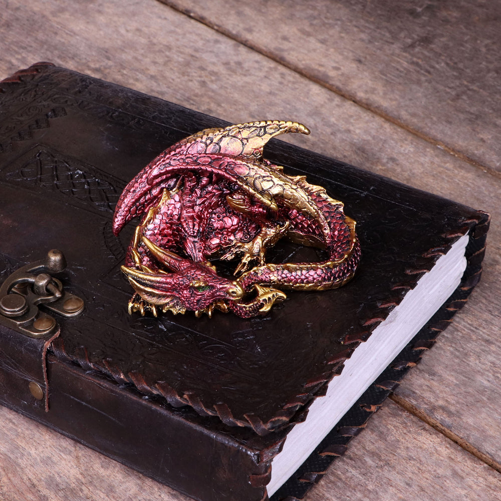 Aaden Red and Golden Resting Dragon Figurine