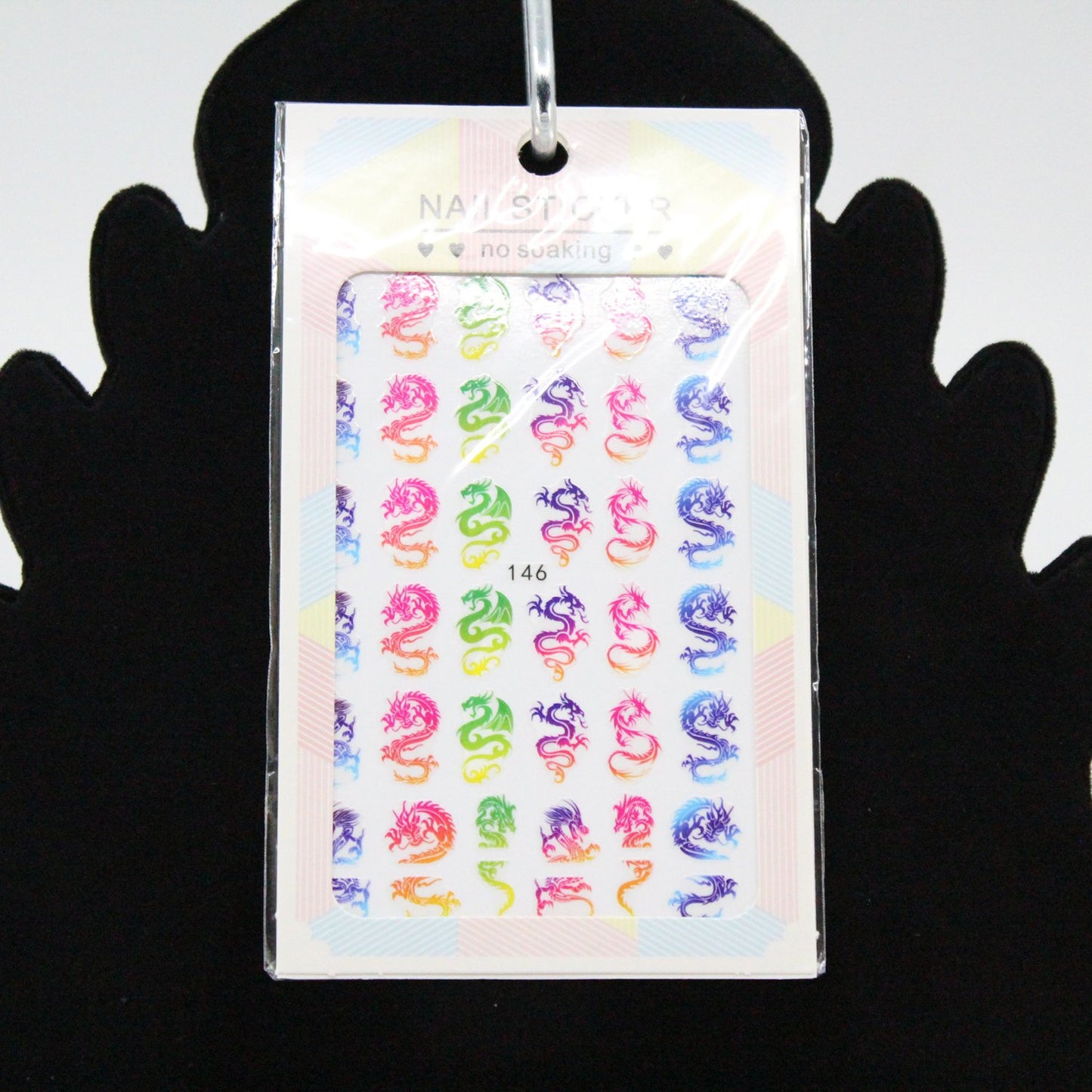 Finger Nail Art Tribal Chinese Dragon Stickers Rainbow