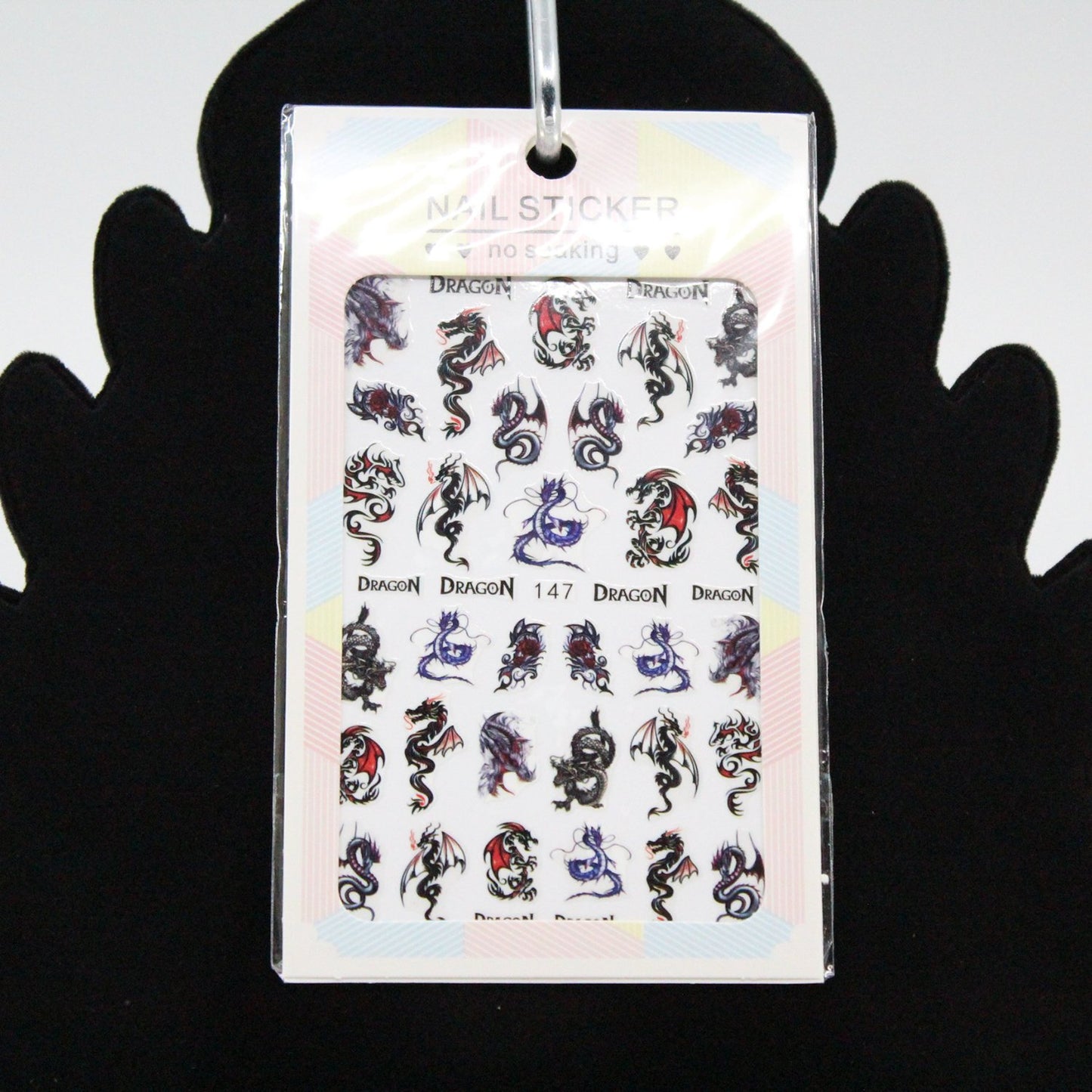 Finger Nail Art Gothic Tribal Chinese Dragon Stickers