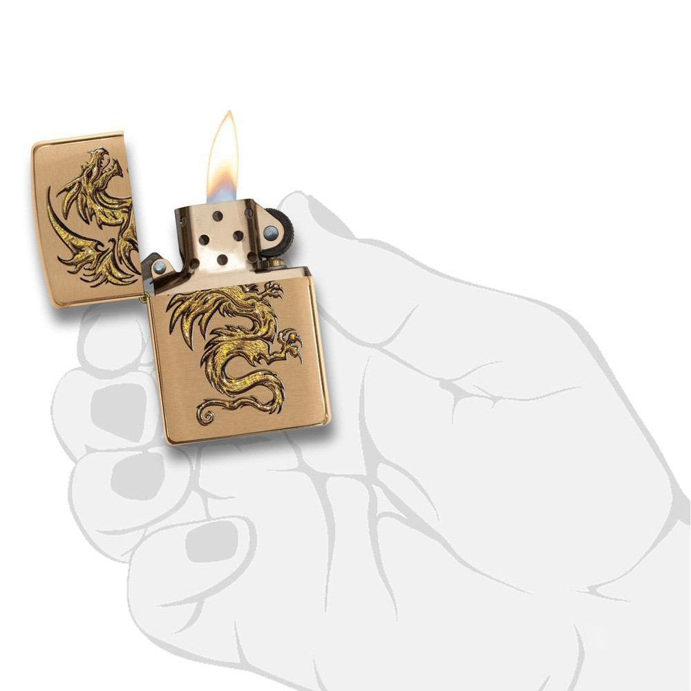 Gold Dragon Tribal Design Zippo Lighter