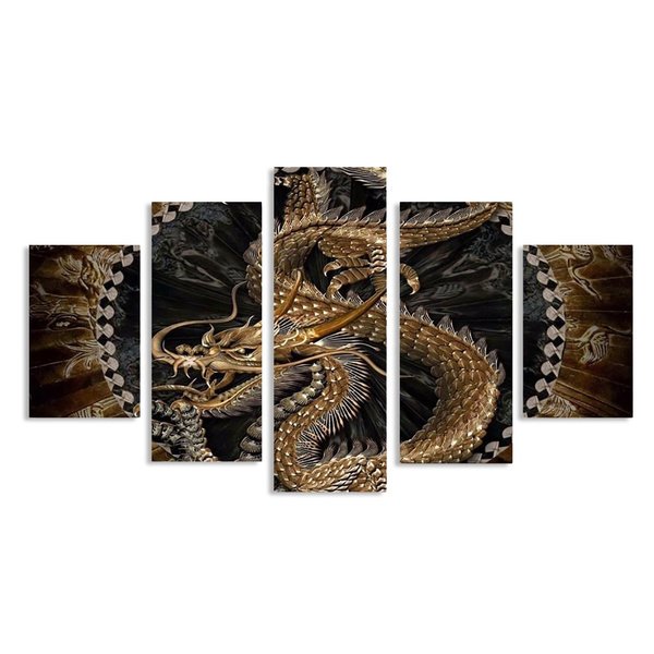 Chinese Dragon 5 Panel Canvas Print