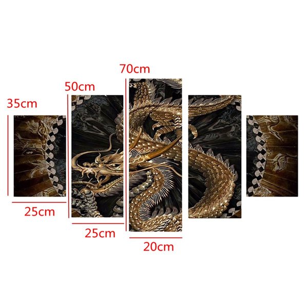 Chinese Dragon 5 Panel Canvas Print