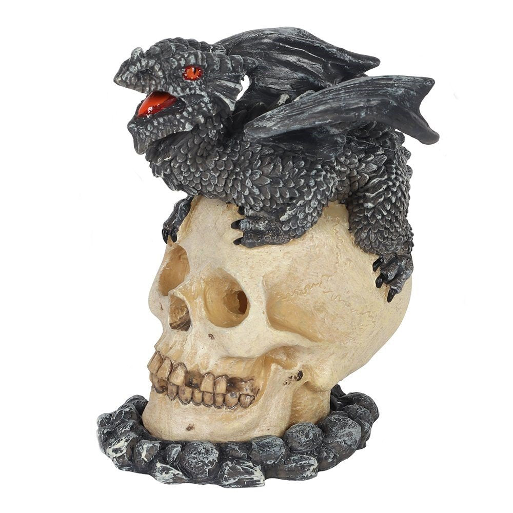 Black Dragon and Skull Incense Burner by Anne Stokes