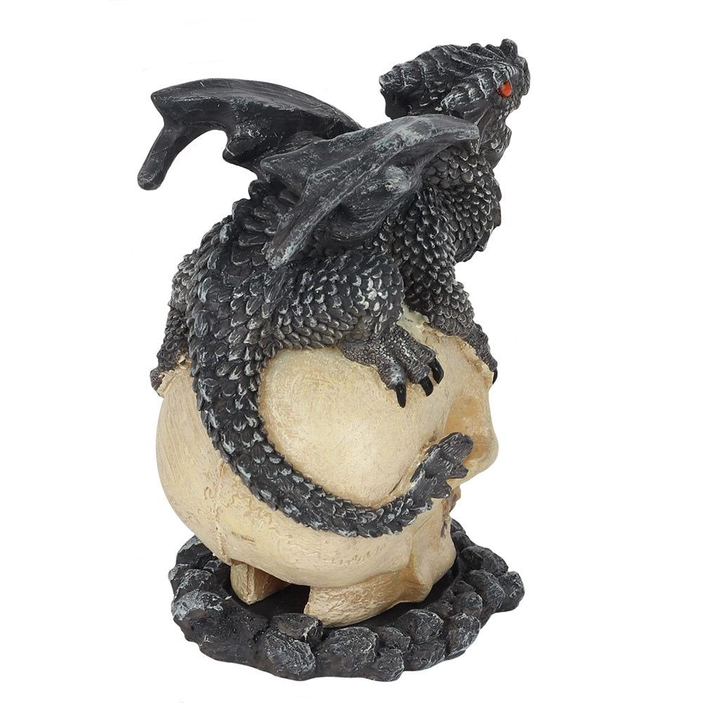 Black Dragon and Skull Incense Burner by Anne Stokes