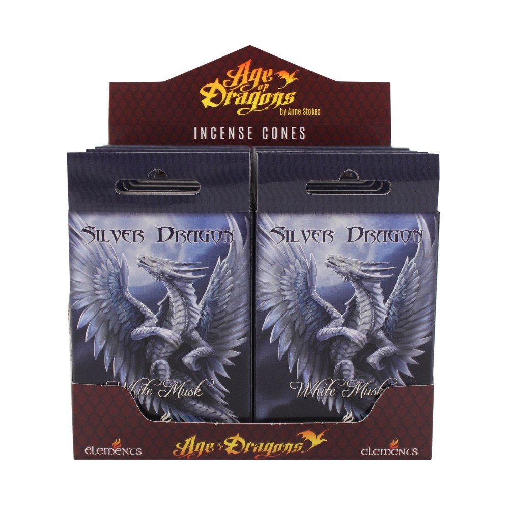 Silver Dragon Incense Cones by Anne Stokes - 15 cones