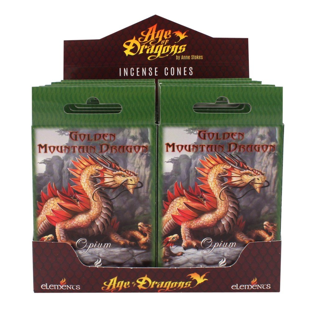 Golden Mountain Dragon Incense Cones by Anne Stokes - 15 cones