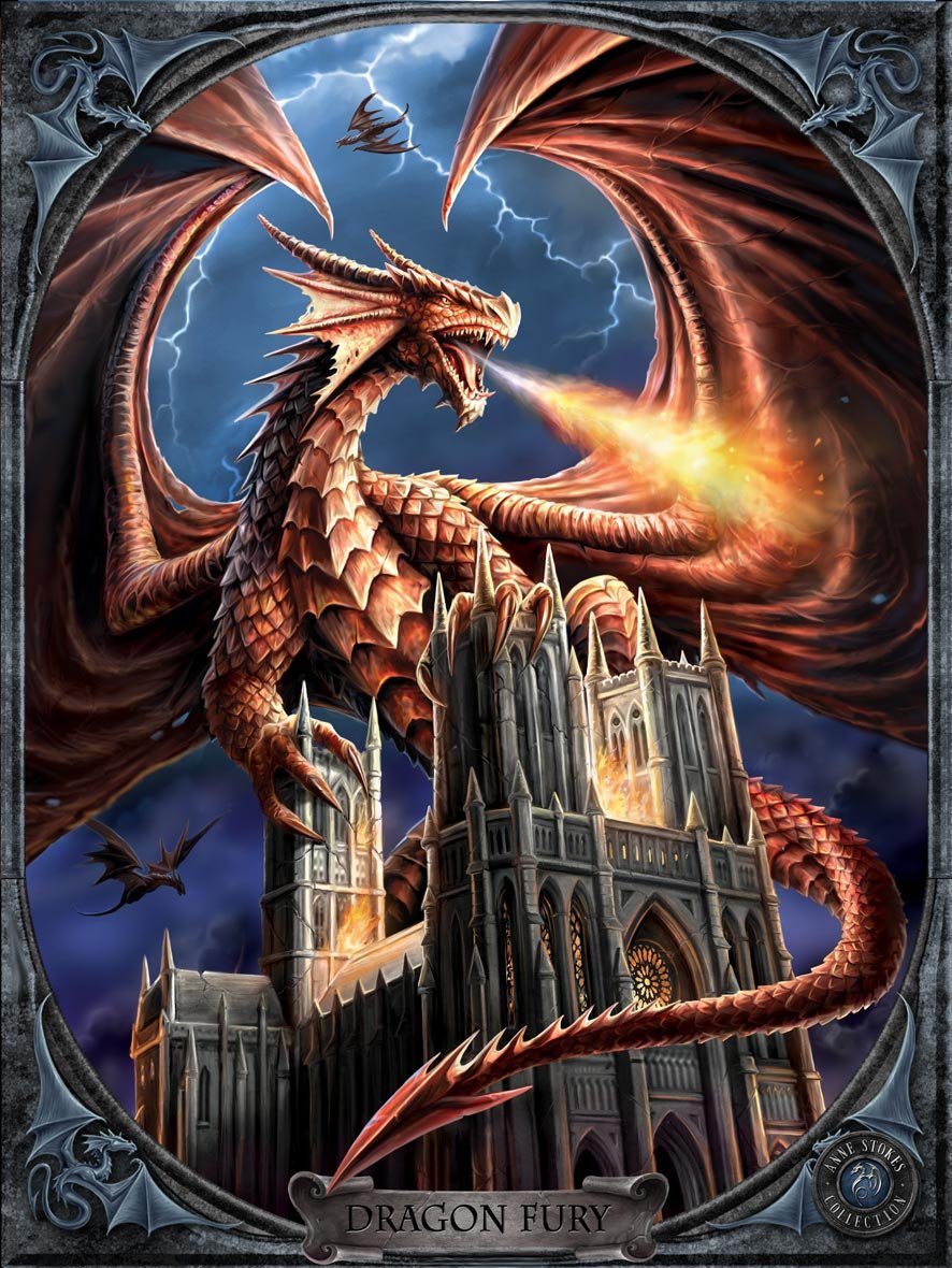 Anne Stokes Dragons Fury 40cm x 30cm 3D Lenticular Print