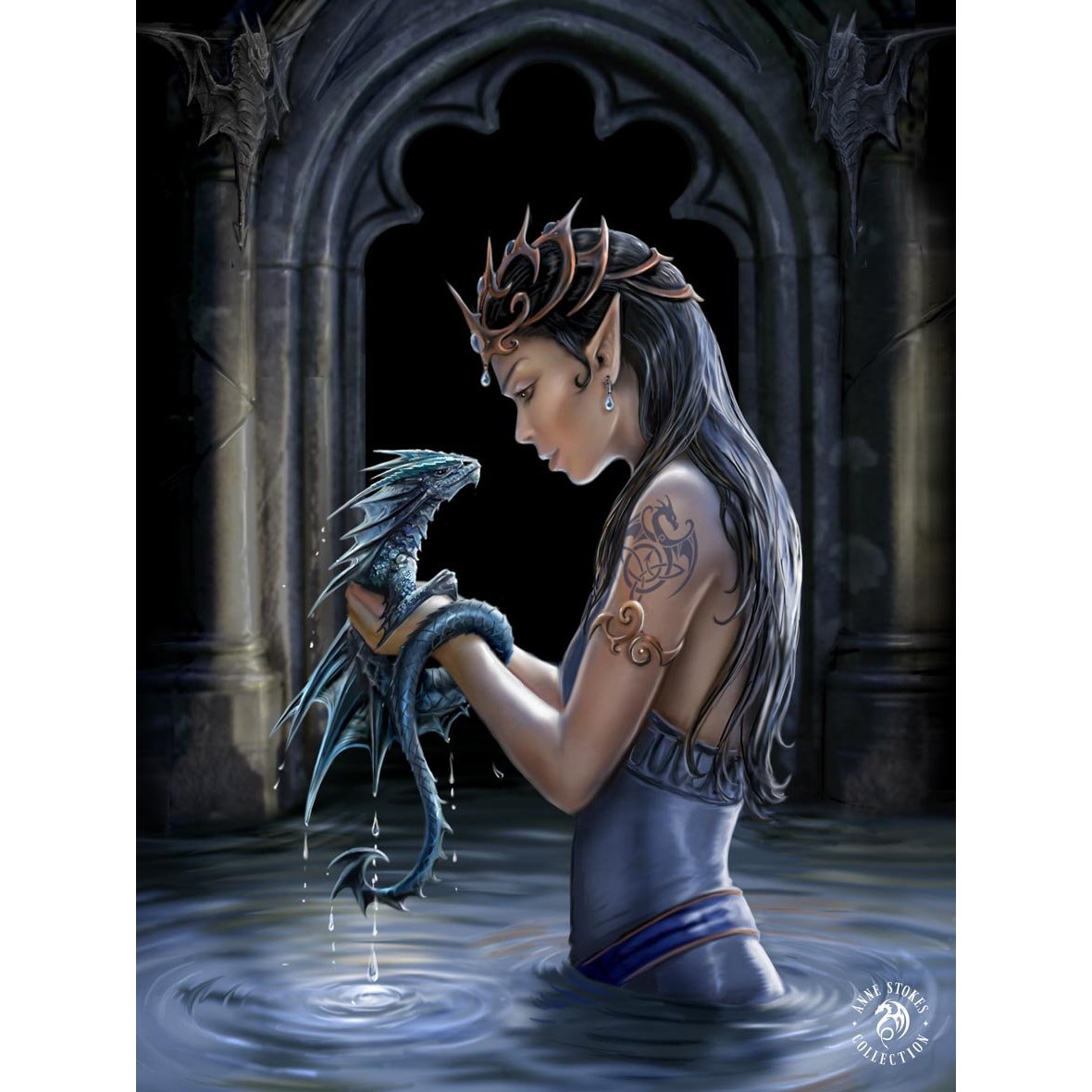 Anne Stokes Water Dragon 40cm x 30cm 3D Lenticular Print