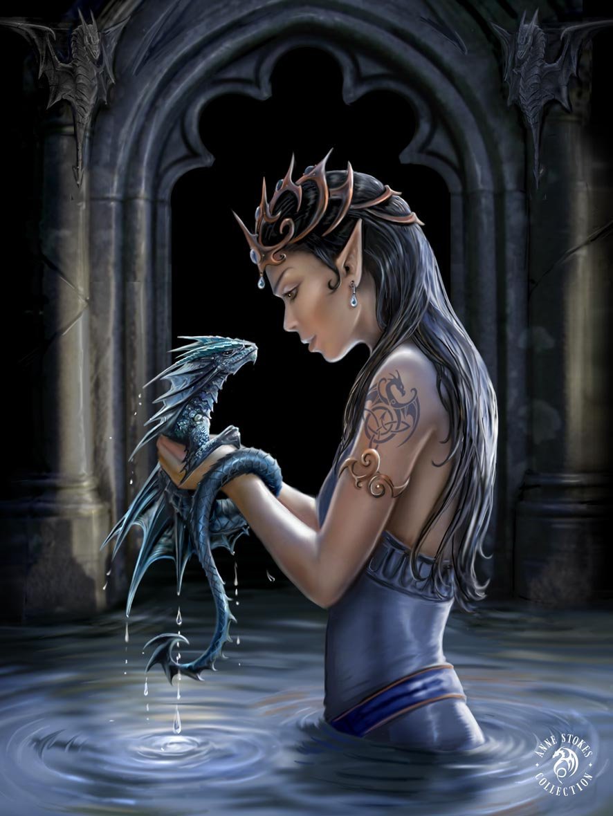 Anne Stokes Water Dragon 40cm x 30cm 3D Lenticular Print