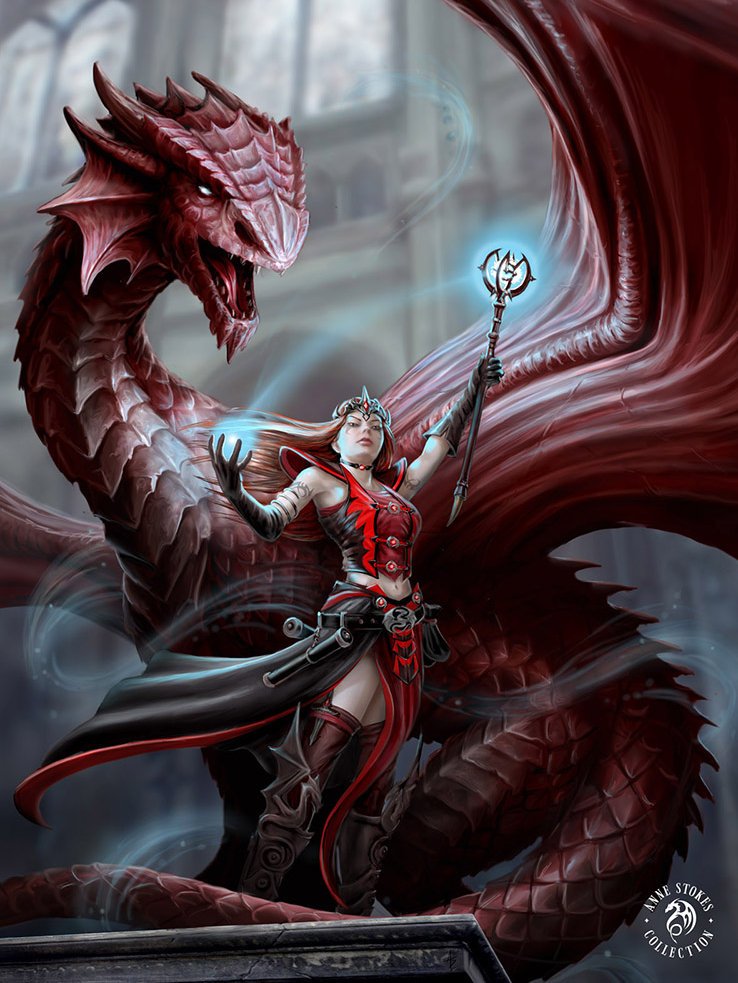 Anne Stokes Scarlet Mage 40cm x 30cm 3D Lenticular Print