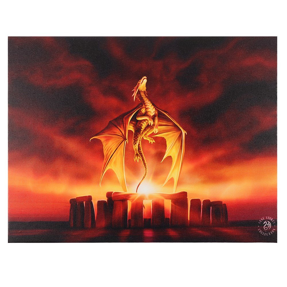 50cm x 70cm Solstice Dragon Canvas Plaque by Anne Stokes