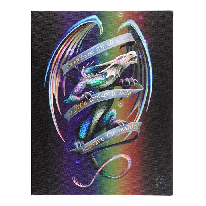 Sometimes Dragon Canvas Plaque by Anne Stokes 25cm by 19cm