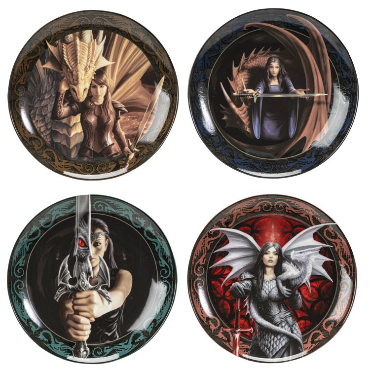 Warrior Maidens Dessert Plates Set of 4 By Anne Stokes