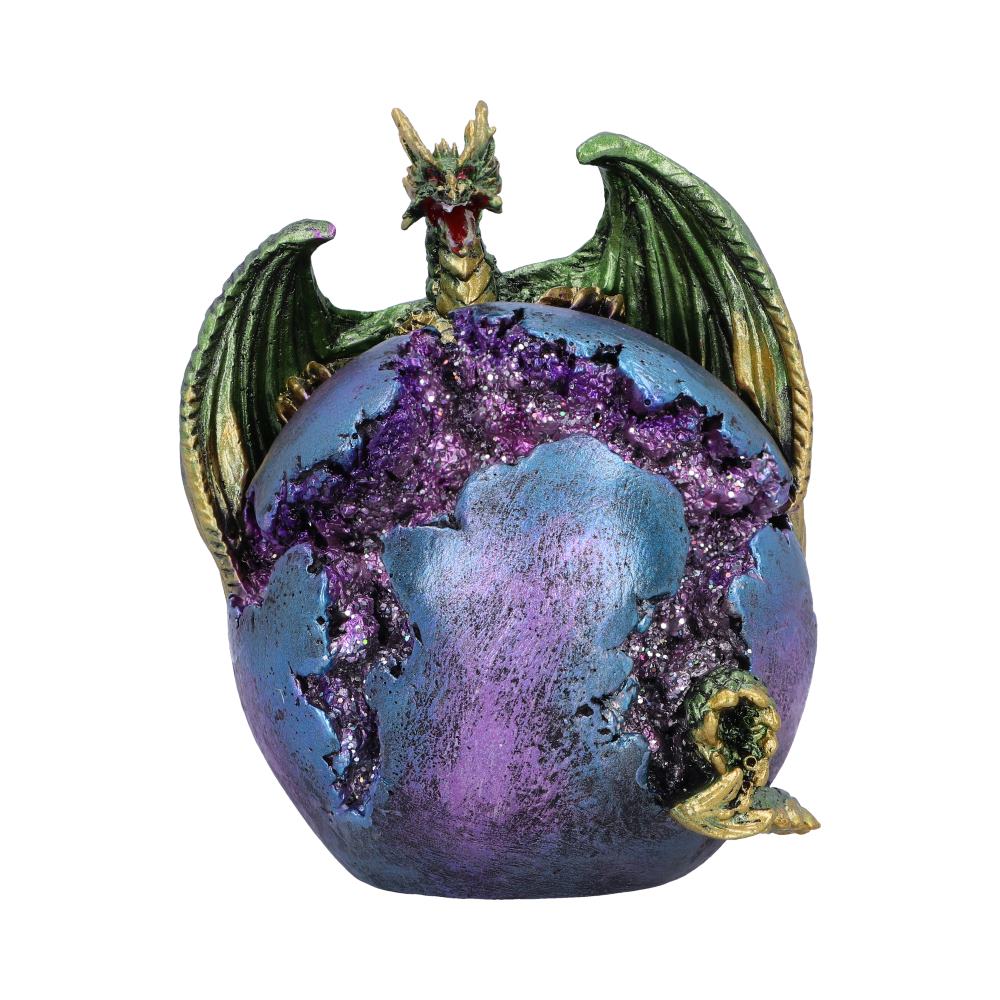 Crevice Keeper Green Dragon Purple Geode Figurine 10cm