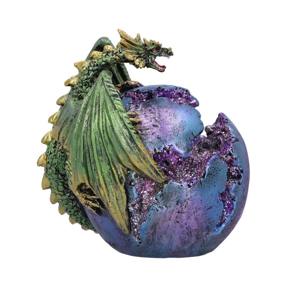 Crevice Keeper Green Dragon Purple Geode Figurine 10cm