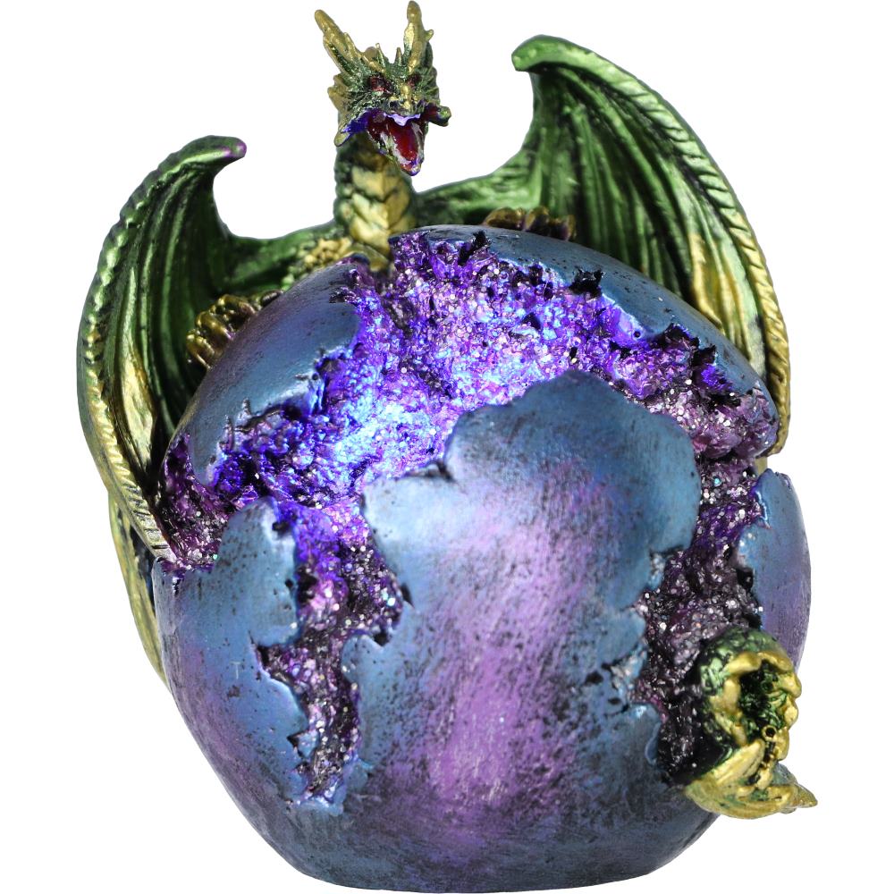 Crevice Keeper Green Dragon Purple Geode Figurine 10cm