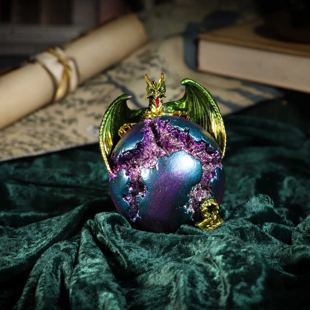Crevice Keeper Green Dragon Purple Geode Figurine 10cm