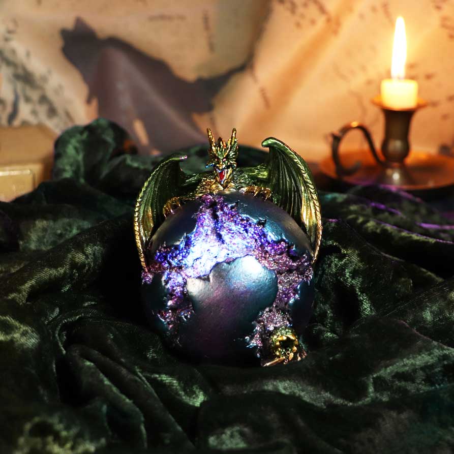 Crevice Keeper Green Dragon Purple Geode Figurine 10cm