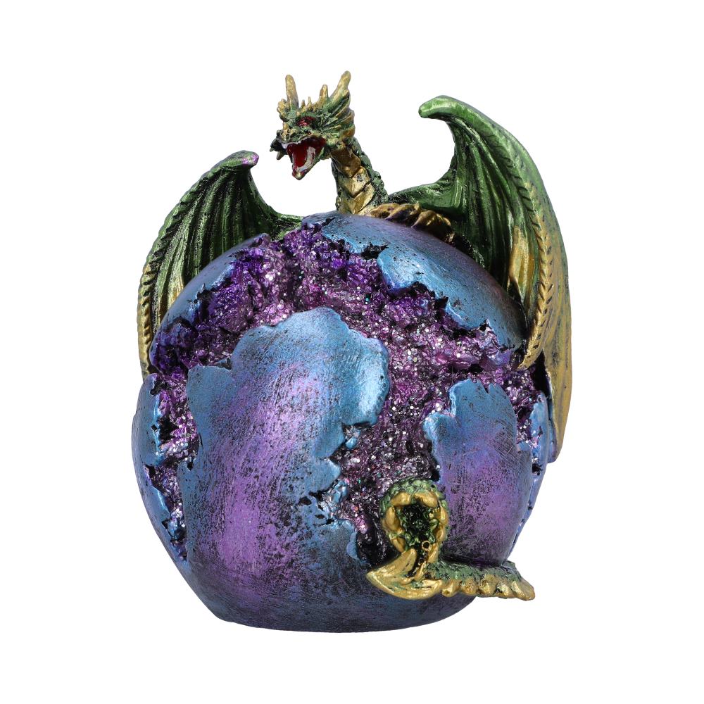 Crevice Keeper Green Dragon Purple Geode Figurine 10cm