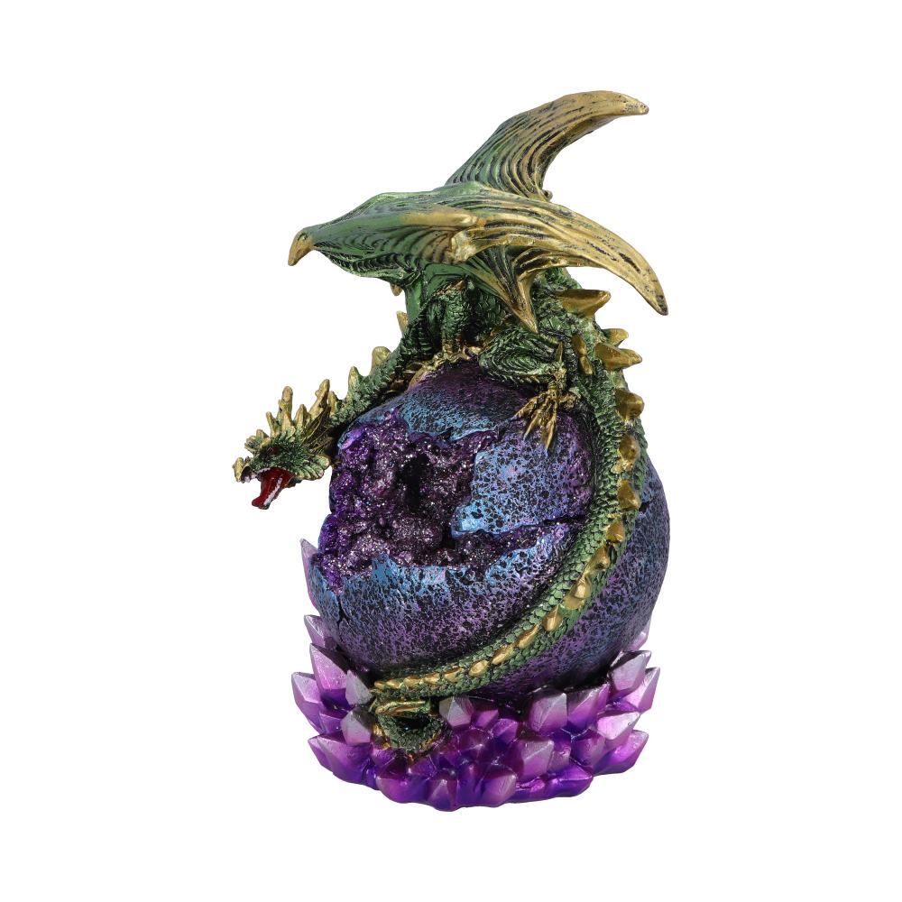 Guardian of the Glow Green Dragon Purple Geode Crystal Figurine 21cm