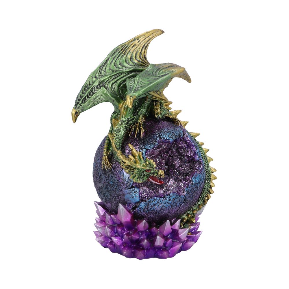 Guardian of the Glow Green Dragon Purple Geode Crystal Figurine 21cm