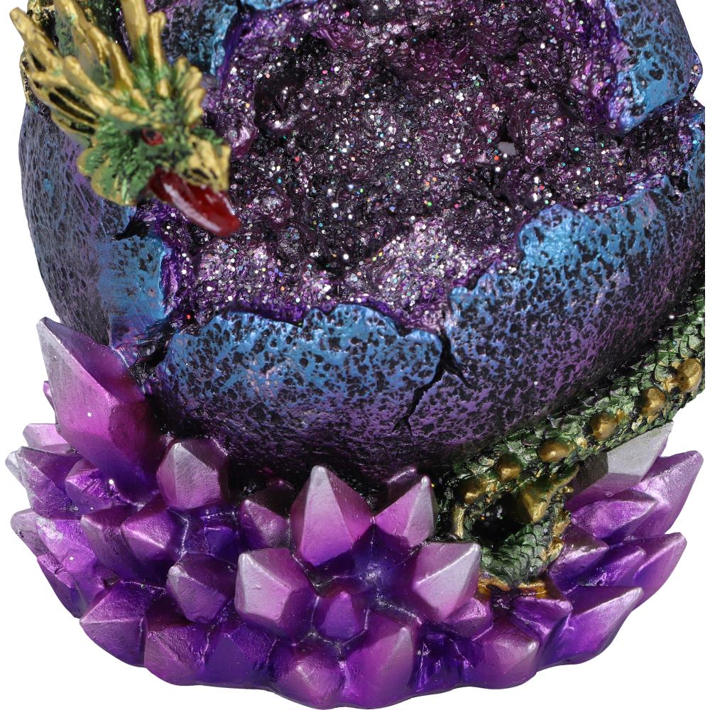 Guardian of the Glow Green Dragon Purple Geode Crystal Figurine 21cm