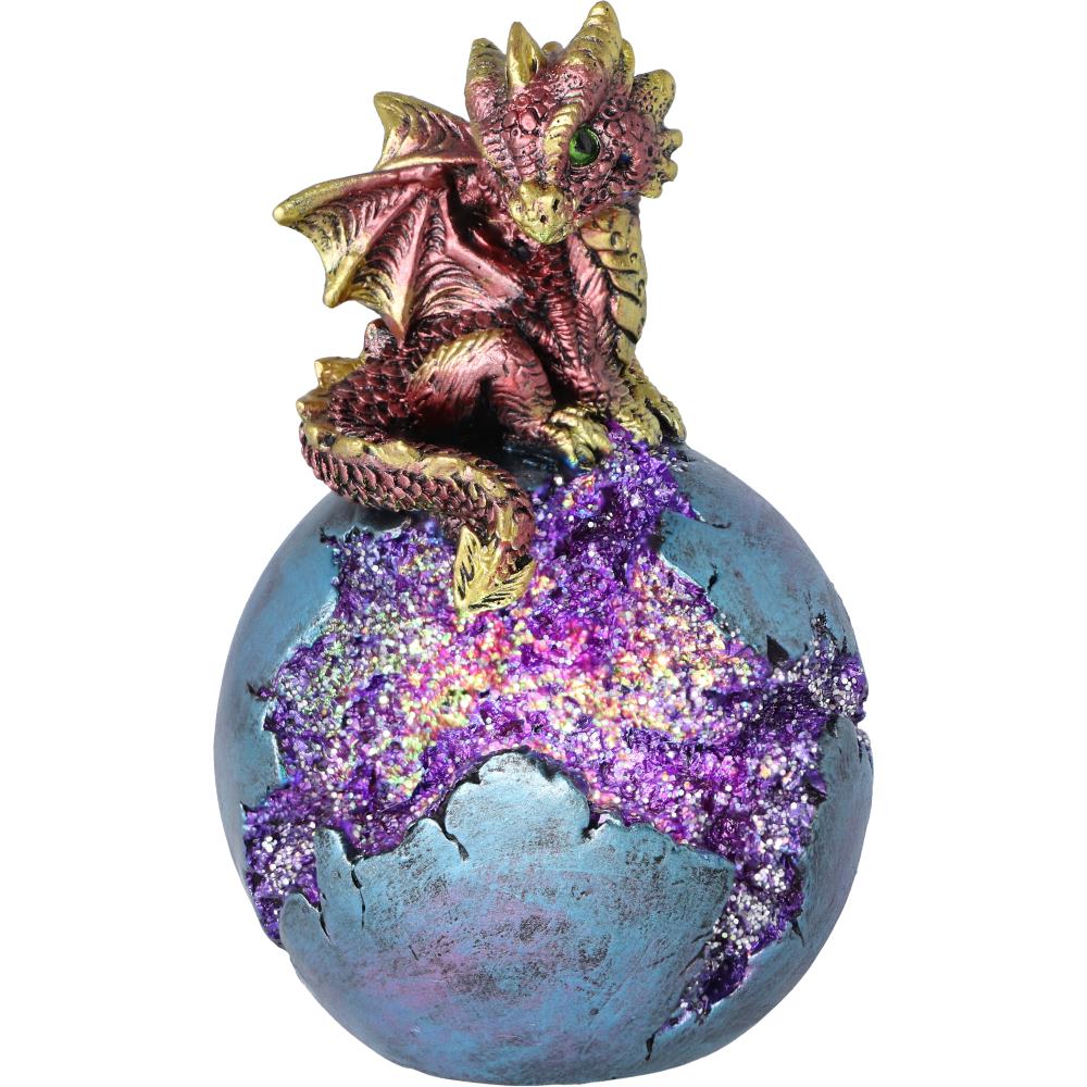 Geode Guard Red Dragon Sphere Crystal Figurine