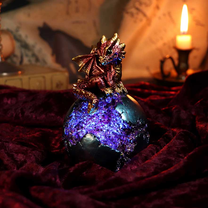 Geode Guard Red Dragon Sphere Crystal Figurine