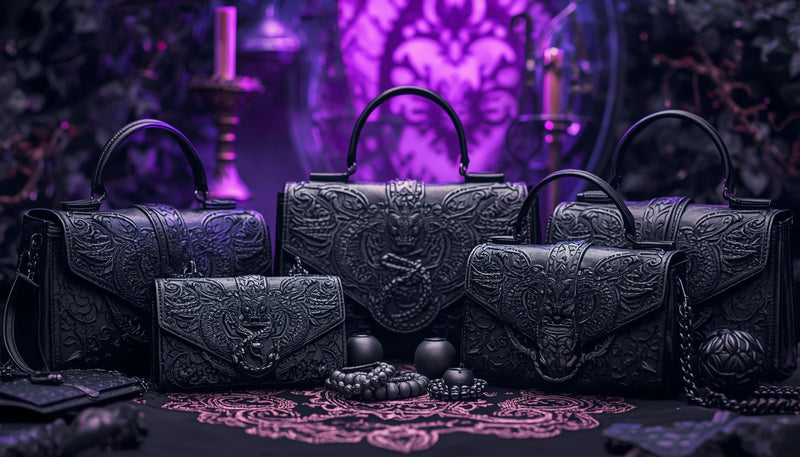 Fantasy handbags and purses collection featuring gothic dragon designs