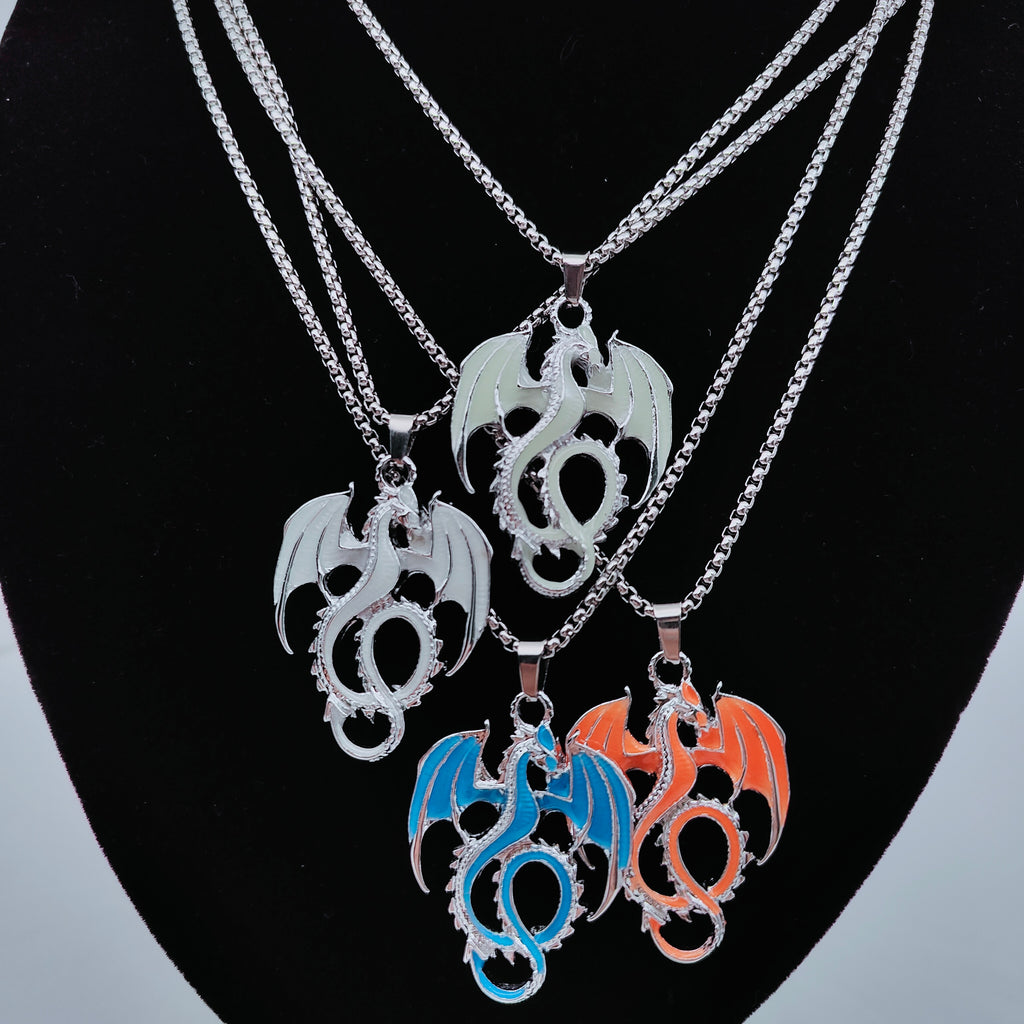 Glow in the Dark Wyvern Dragon Alloy necklace